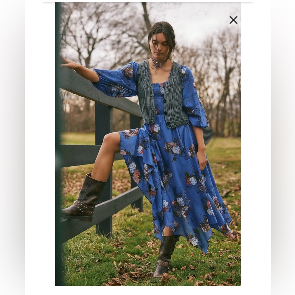 FREE PEOPLE Morning Glory Floral Smocked Long Sleeve Maxi Dress, Size S. - Picture 7 of 14